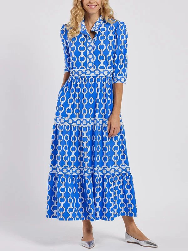Women’s Chain-Print Maxi Dress – Bold Style & Effortless Elegance