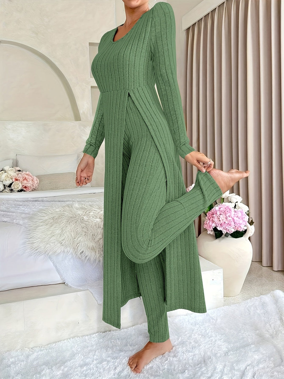 Women’s Ribbed Lounge Set – Cozy Layers & Effortless Style