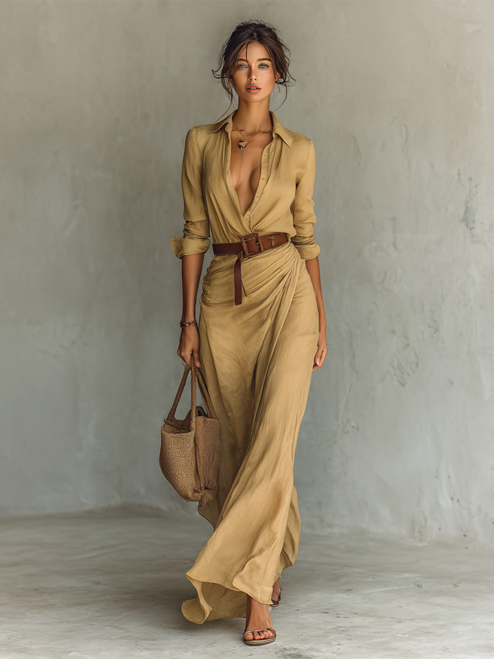 Women’s Drape Maxi Dress – Elegant Flow with Effortless Feminine Charm