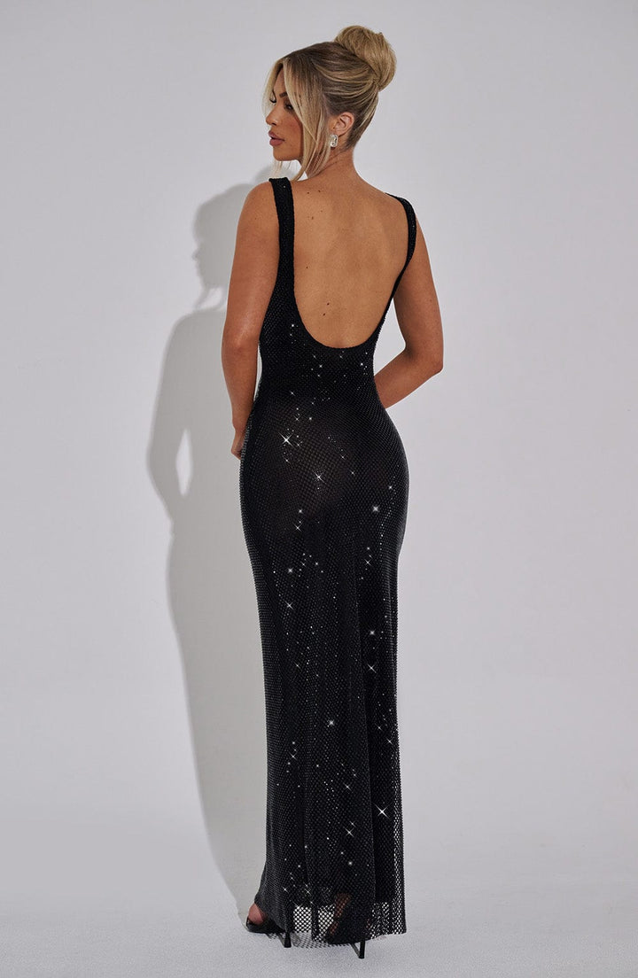 Women’s Sparkling Evening Gown – Low Back & Figure-Hugging Glamour