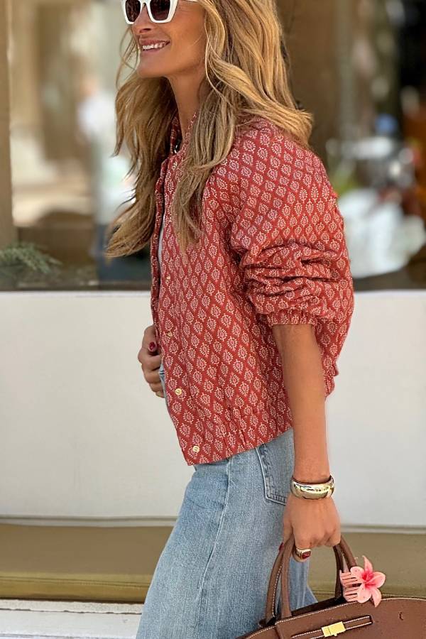 Women’s Printed Quilted Jacket – Effortless City Style