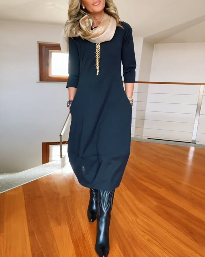 Women’s Midi Dress – 3/4 Sleeve Chic & Everyday Comfort