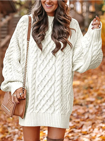 Women’s Oversized Cable Knit Sweater Dress – Cozy Fall Favorite