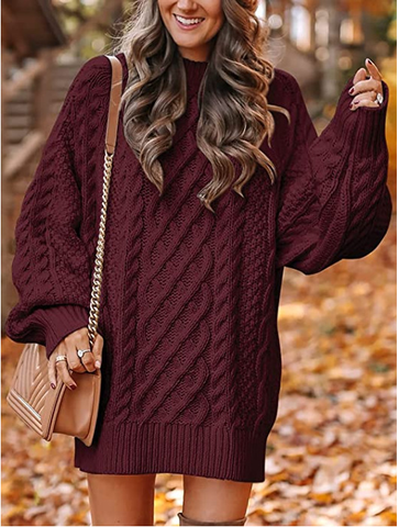Women’s Oversized Cable Knit Sweater Dress – Cozy Fall Favorite