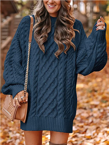 Women’s Oversized Cable Knit Sweater Dress – Cozy Fall Favorite