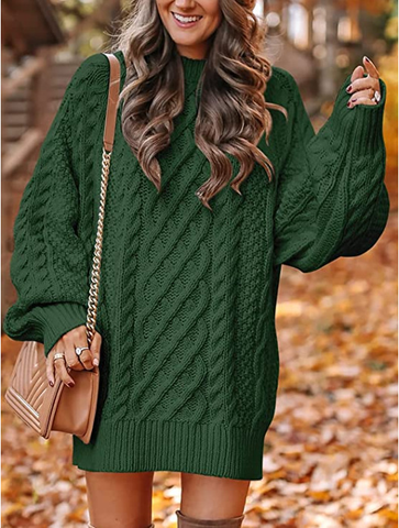 Women’s Oversized Cable Knit Sweater Dress – Cozy Fall Favorite