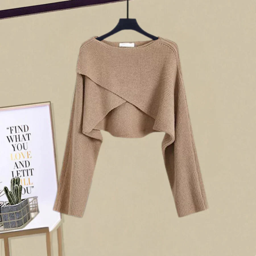 Women’s Knit Sweater & A-Line Dress Set – Layered Comfort & Effortless Style