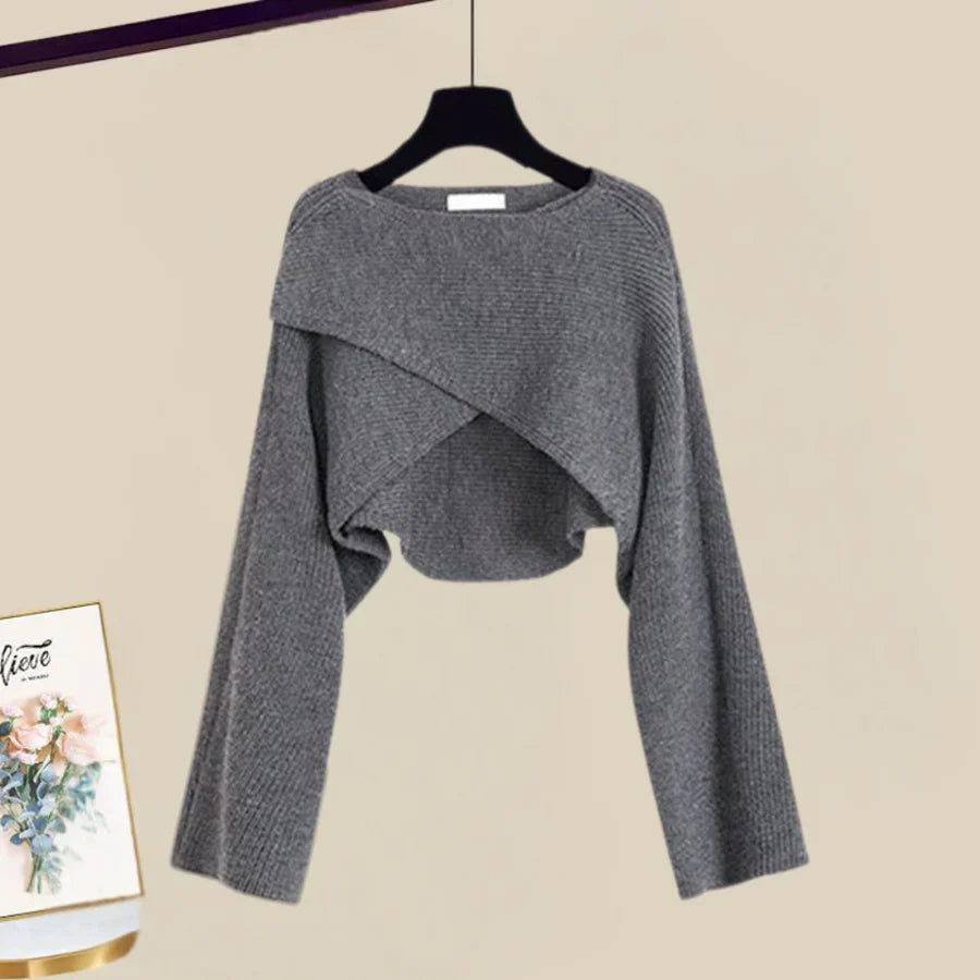 Women’s Knit Sweater & A-Line Dress Set – Layered Comfort & Effortless Style